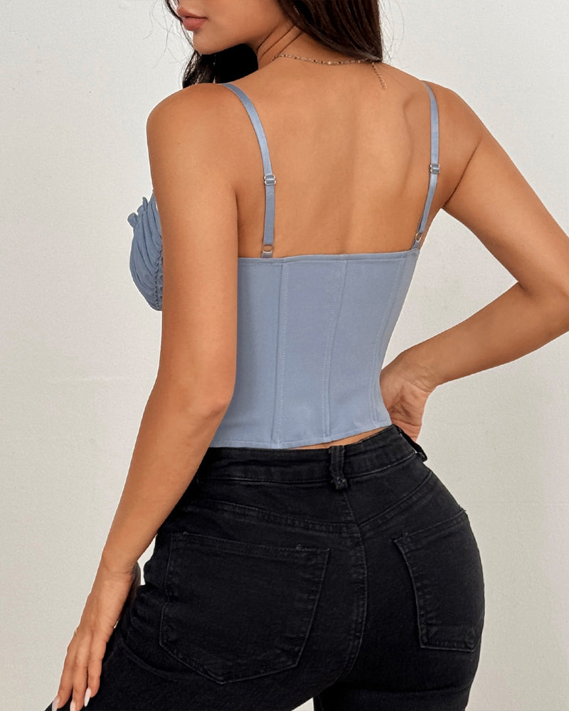 See-through Mesh Lace Patchwork Fishtail Camisole Top