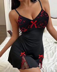Women's Colorblock Floral Lace Bra Cup Soft High-elasticity Slip Nightgowns
