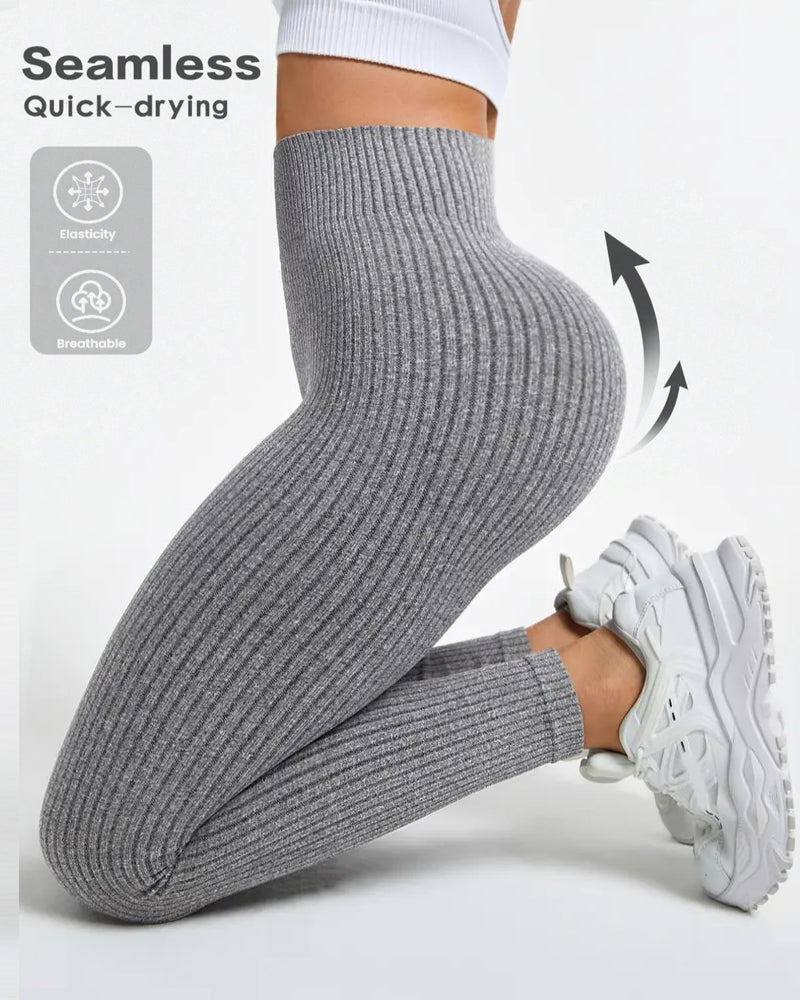Women's Solid Color Elastic High-Waisted Comfortable and Breathable Sports Leggings