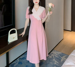 Midi Dress With Big Black Lapels