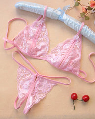 Open-Crotch Exposed Breasts Lace Lingerie Set