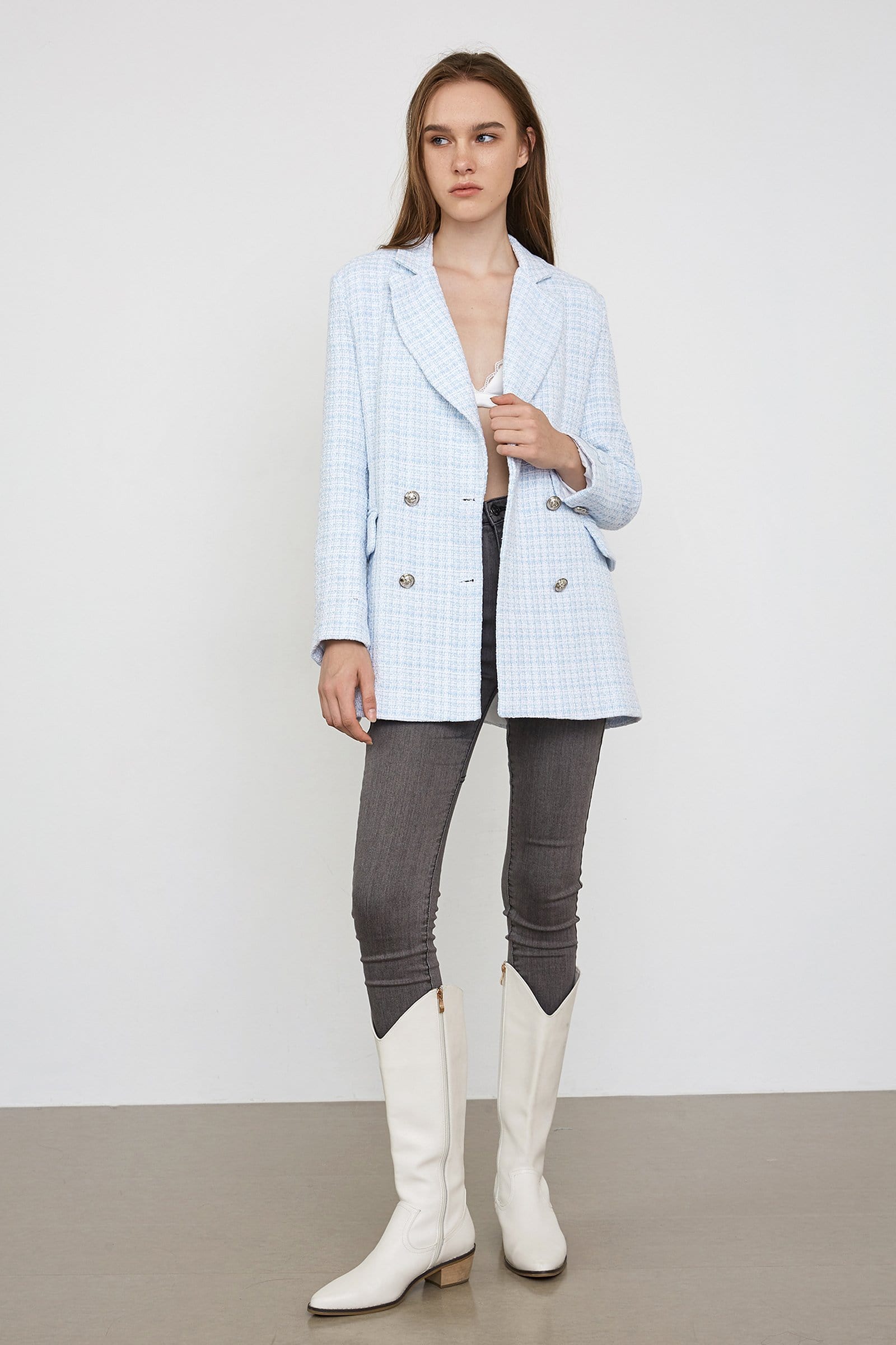 Nella Light Steel Longline Blazer