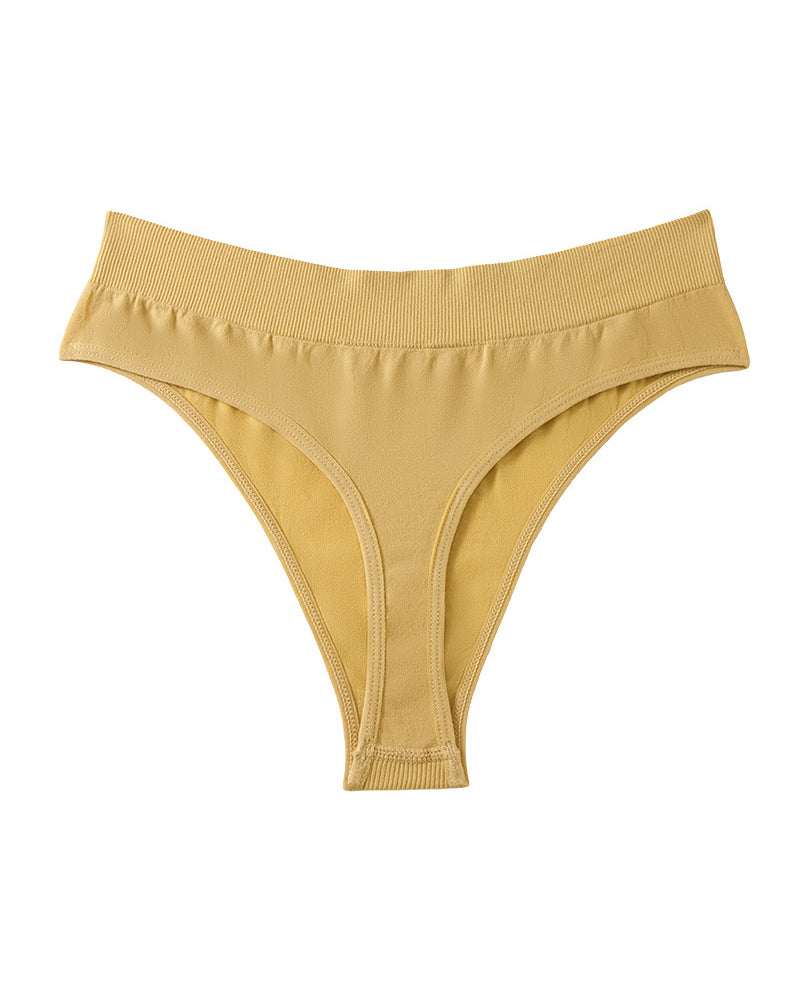 Women's Seamless Sports Fitness Solid Color Elastic T-Thong