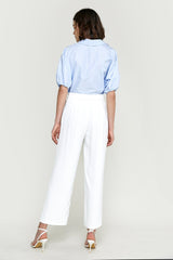 Light Sky Blue Short Puff Sleeve Shirt