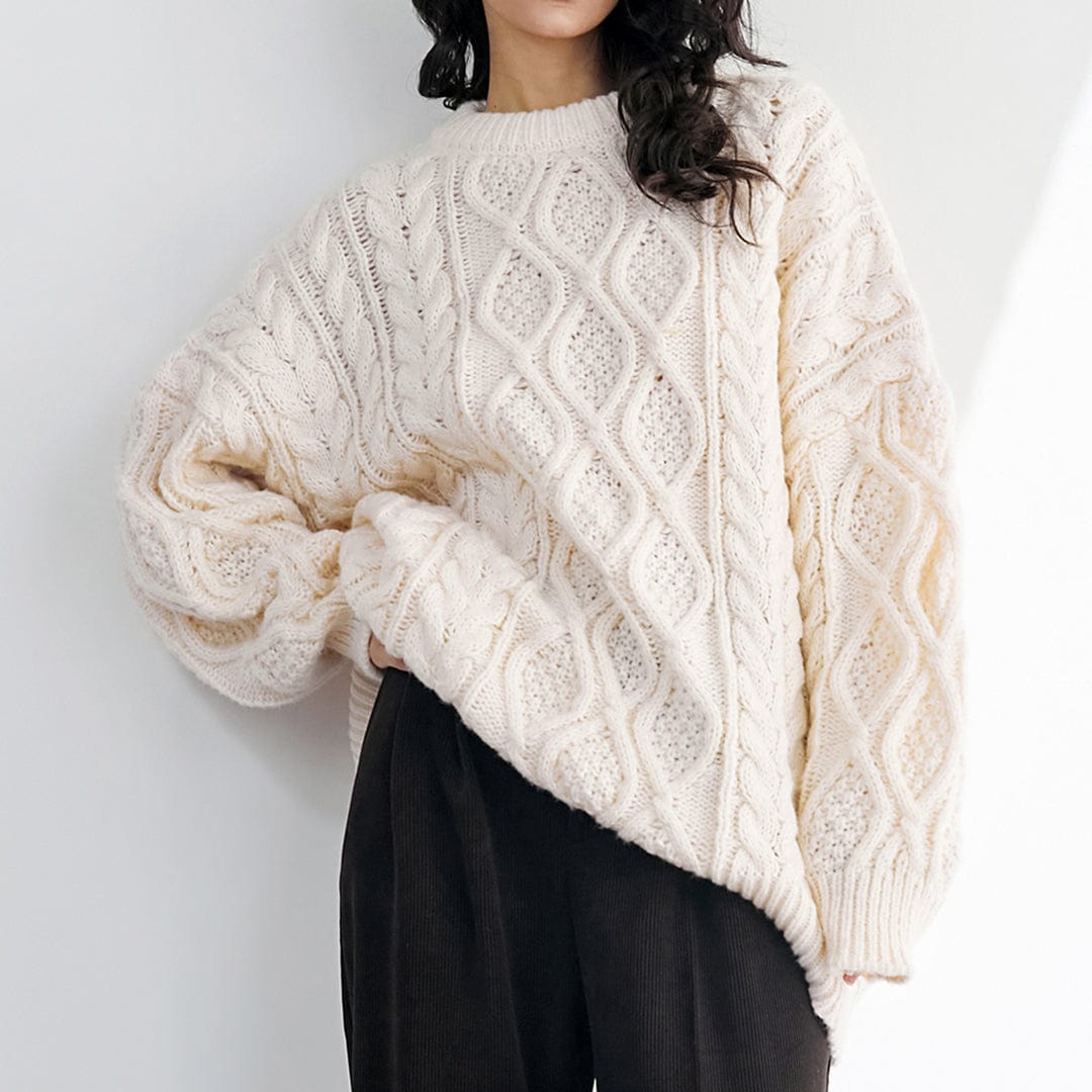 Zaylah Ivory Round Neck Sweater
