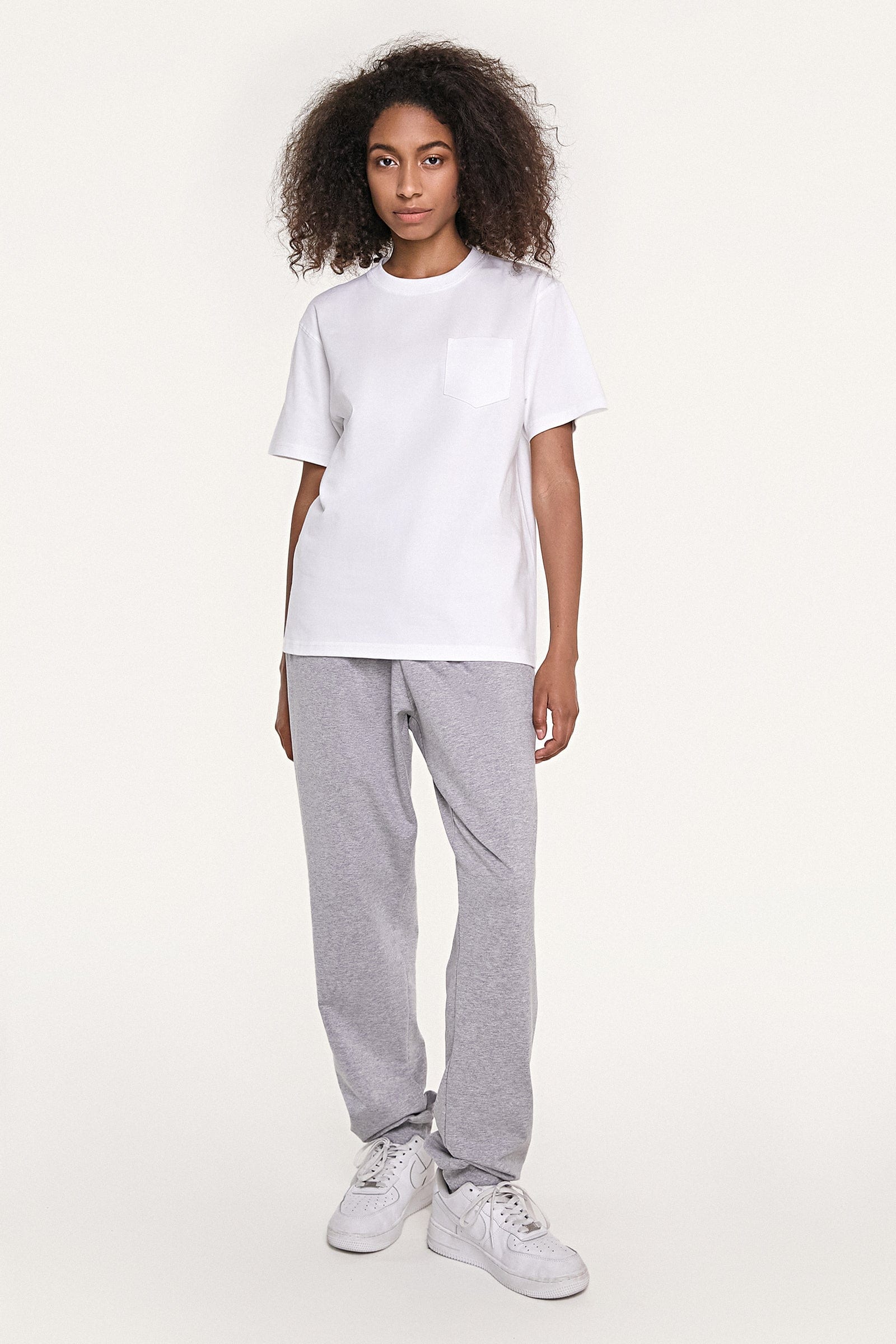 Women's White Chest-Pocket Cotton T-Shirt