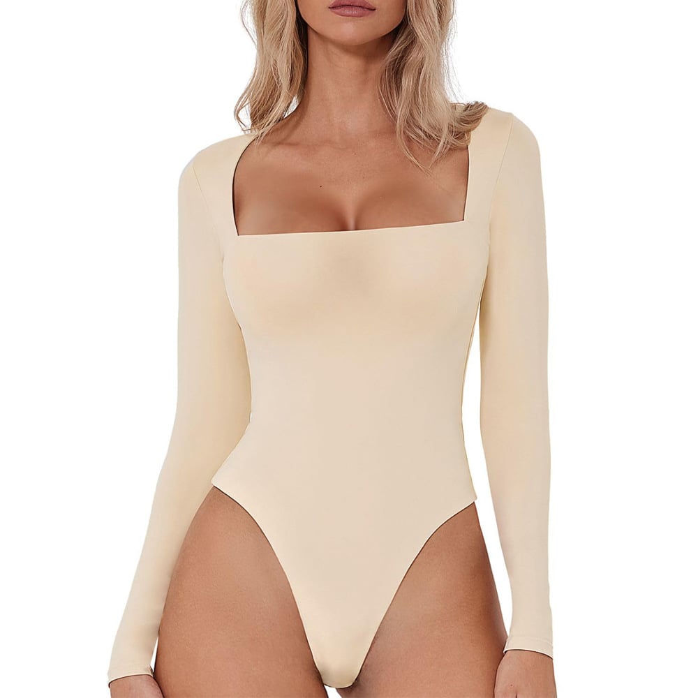 luxe square neck long sleeve bodysuit