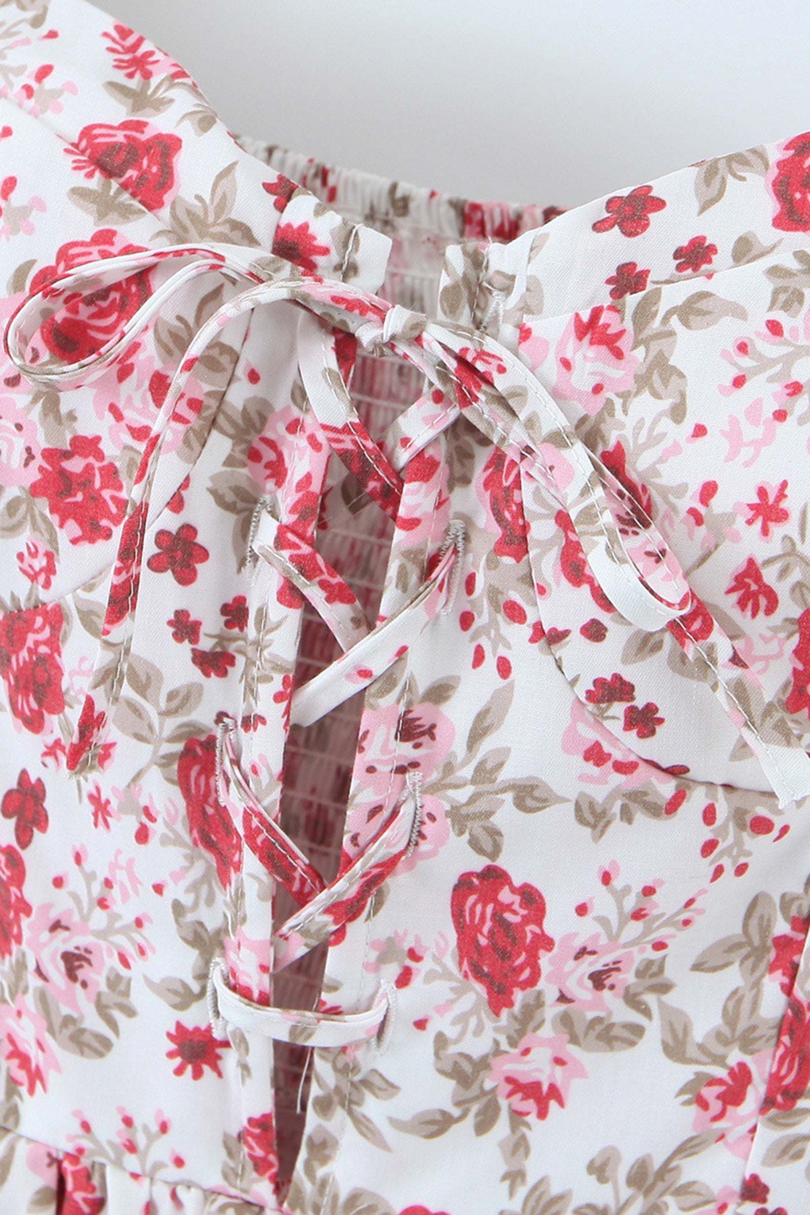 Pink Floral Print Tiered Bustier Mini Dress