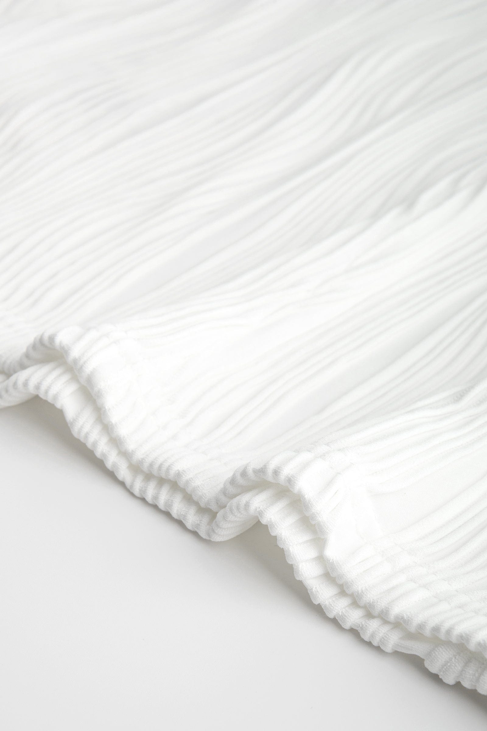 White Faux Pearl Strap Pleated Midi Dress