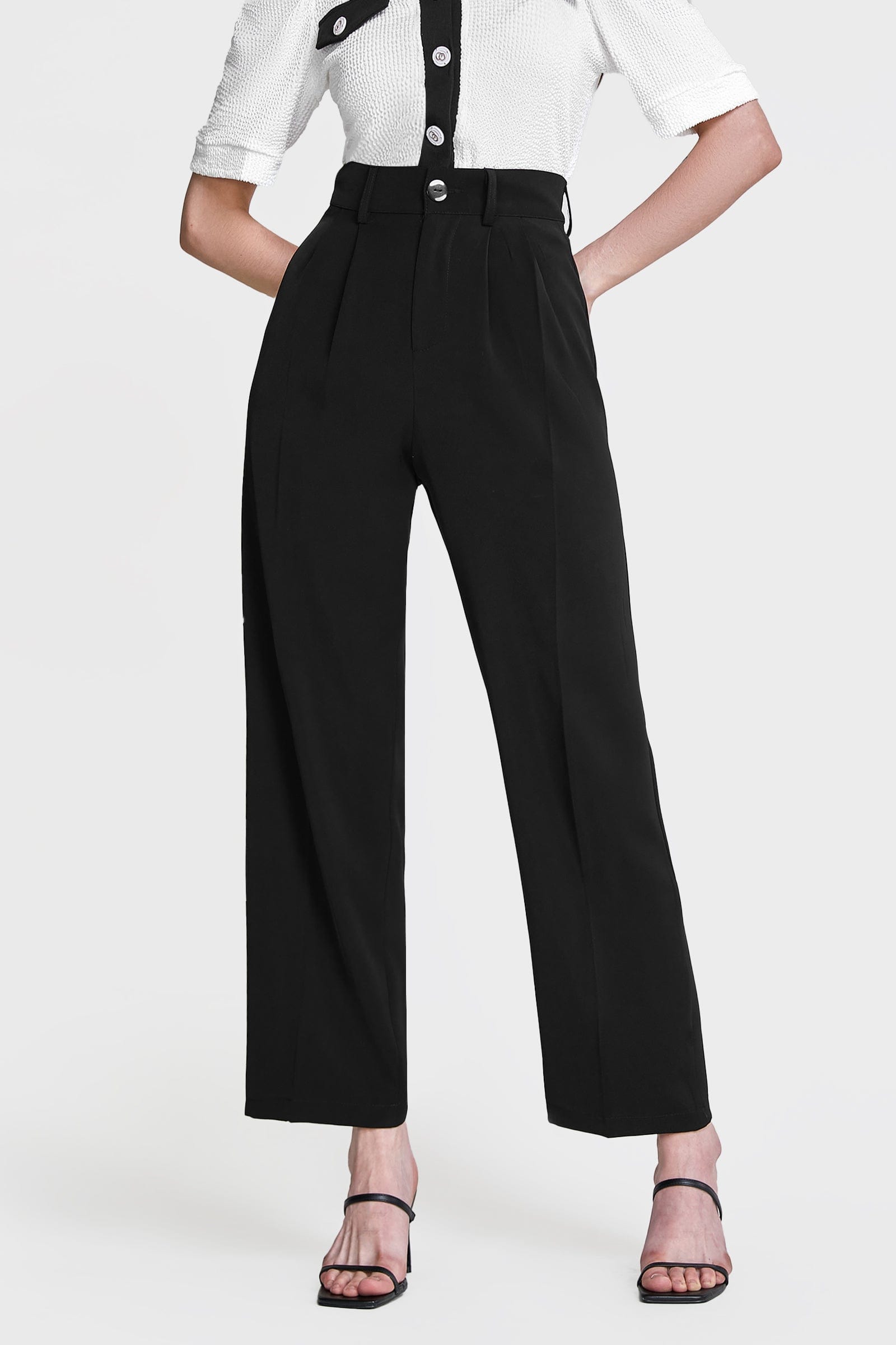 Black Straight Leg Suit Pants