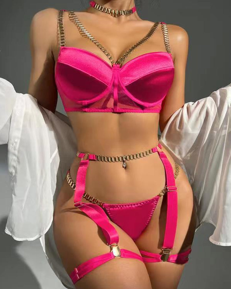 Metal Chain Decorative Lingerie Set