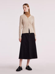 Beige Seamless Cashmere Cardigan