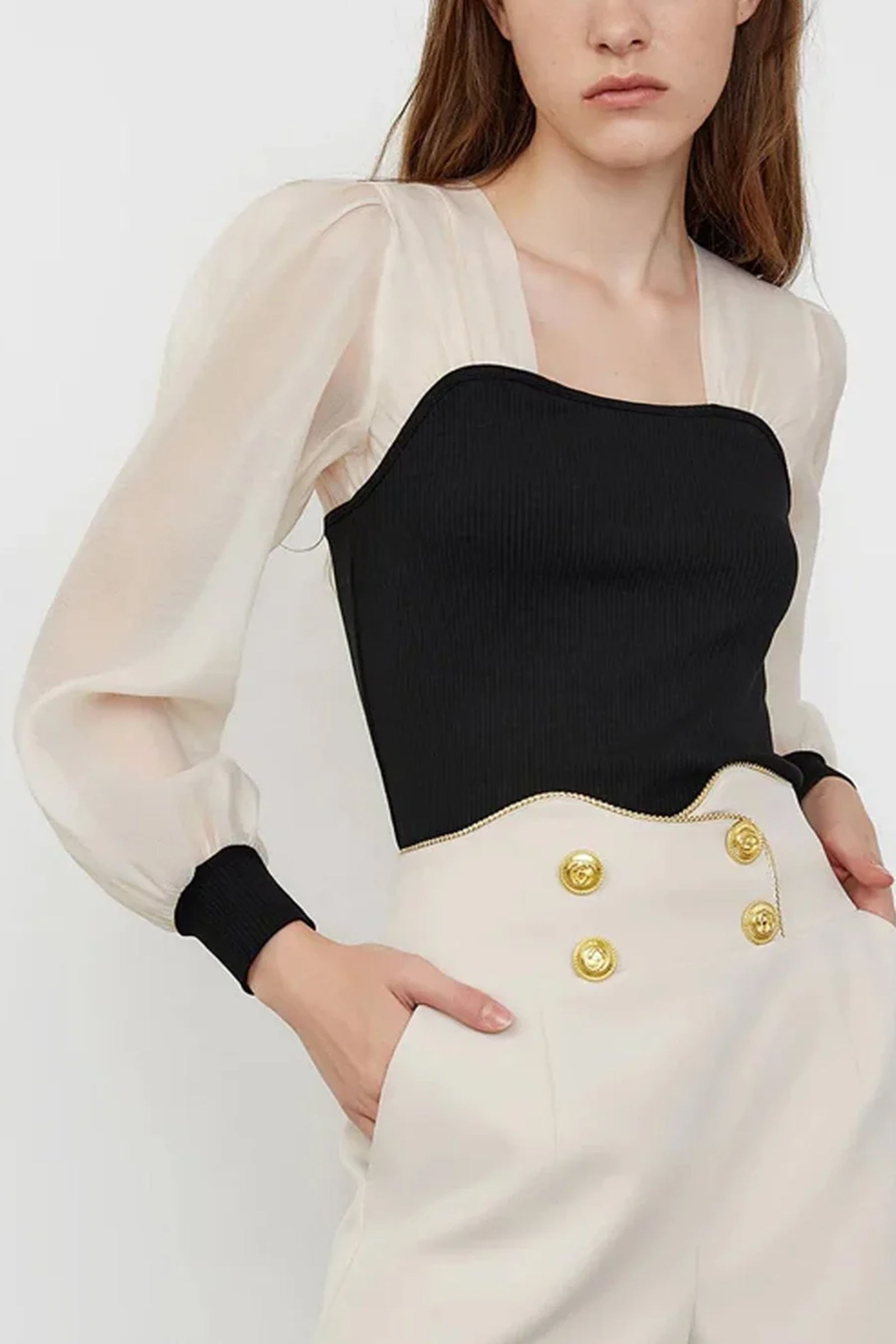 Emmalee Black Puff Sleeve Blouse