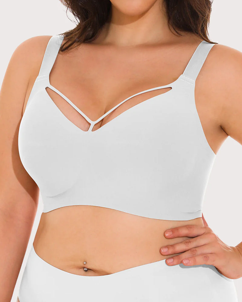 Women's Plus Size Wire-Free Seamless V-Neck Comfort Bra