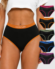 5-Pack Pure Cotton High Waist Colorblock Briefs