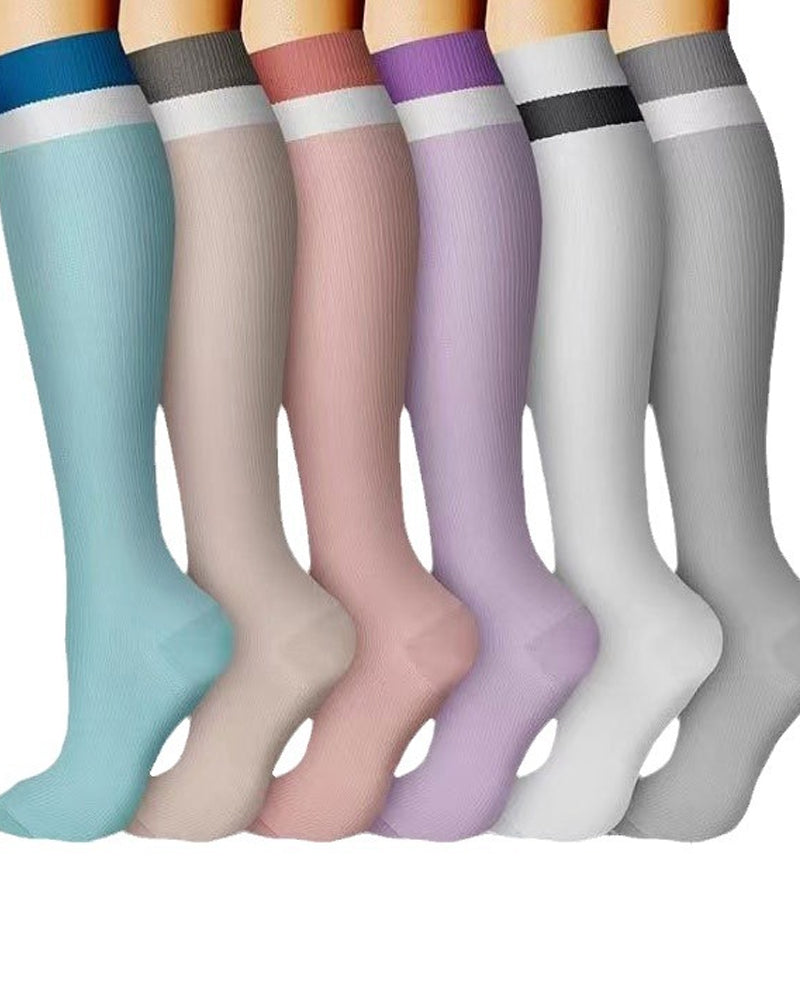 6 Pairs Of High-Elastic Breathable Calf Compression Socks For Sports and Fitness