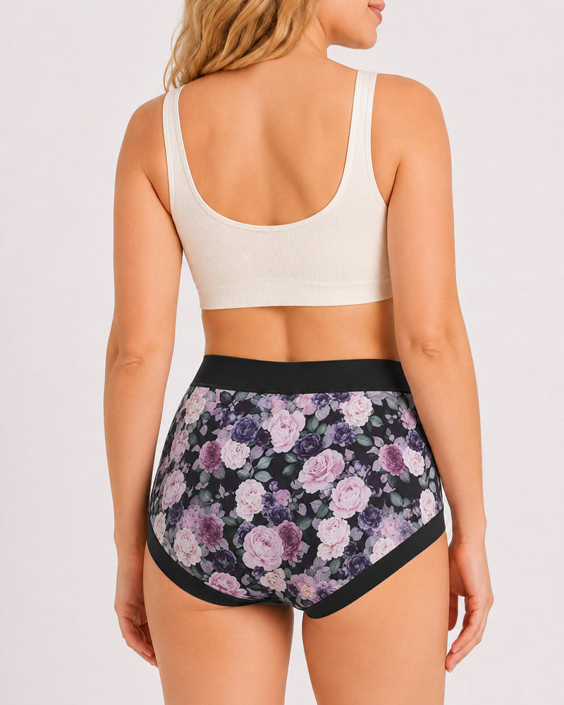 Multiple Packs High Waist Colorblock Floral Print Seamless Panties