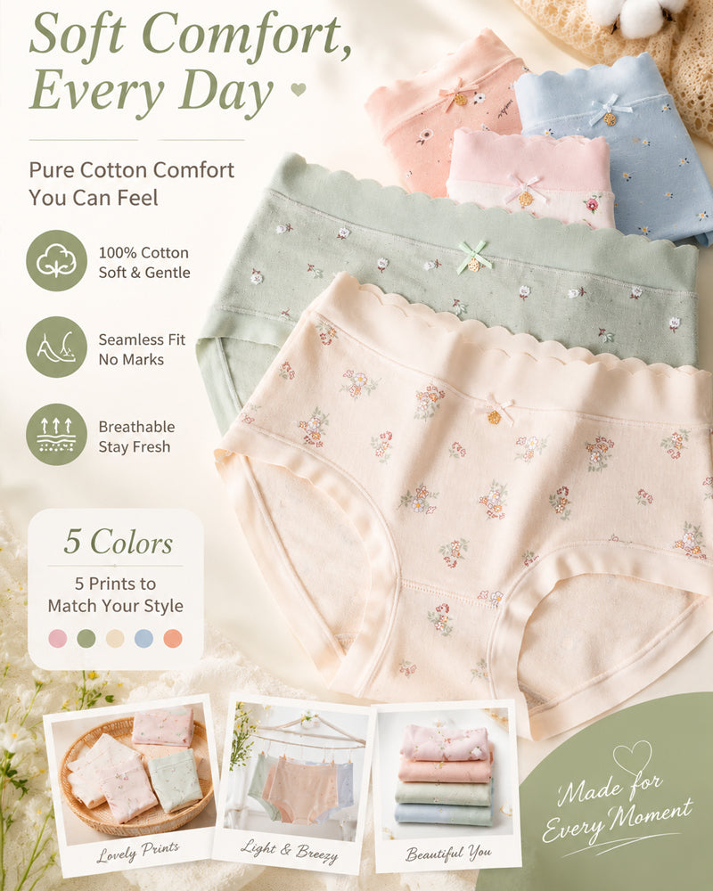 Floral Print Pure Cotton Seamless Breathable Panties