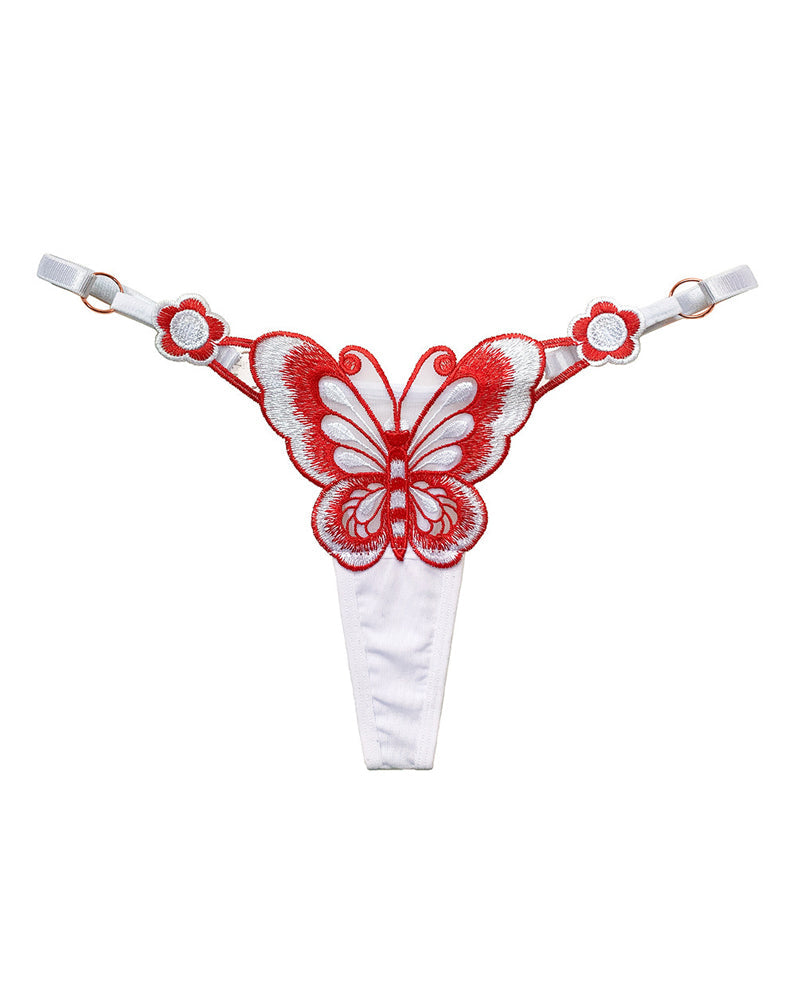 Butterfly Embroidered Low-rise Thong