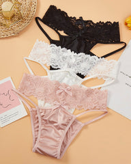 Satin Lace Openwork Breathable Panties