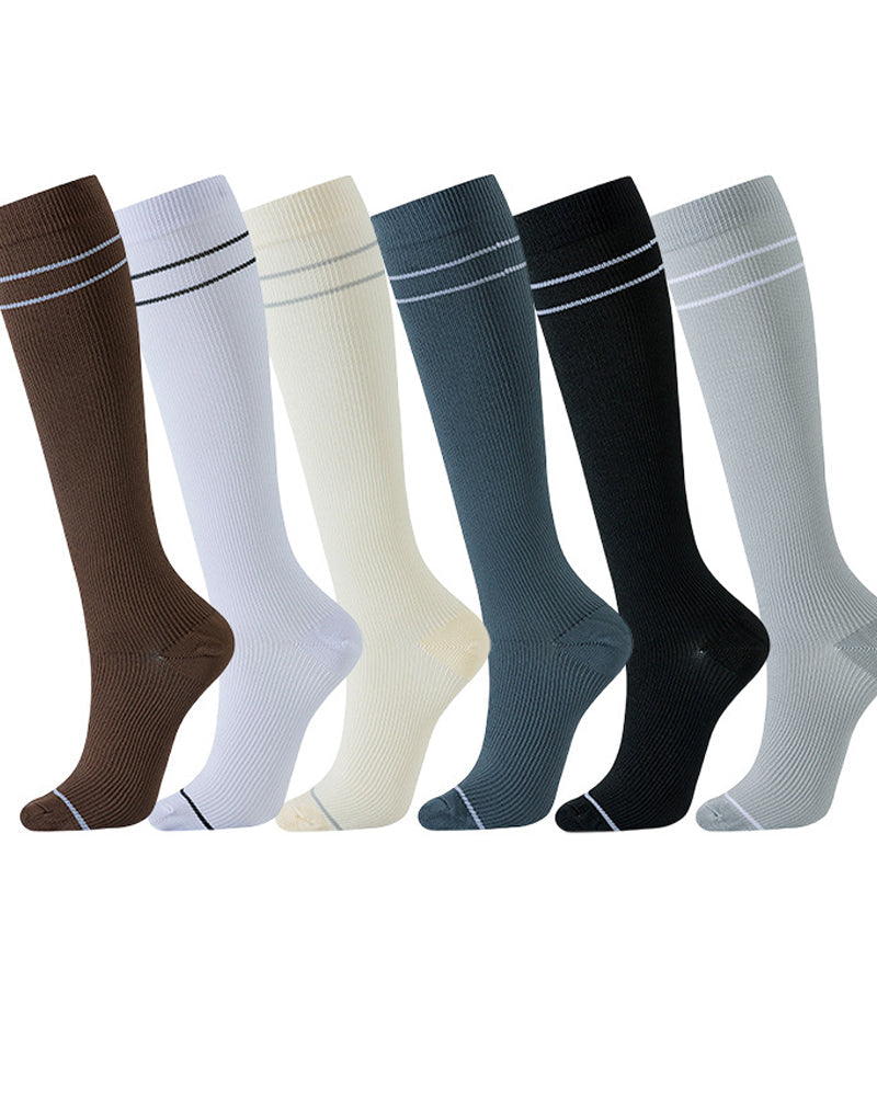 6 Pairs Of High-Elastic Breathable Calf Compression Socks For Sports and Fitness