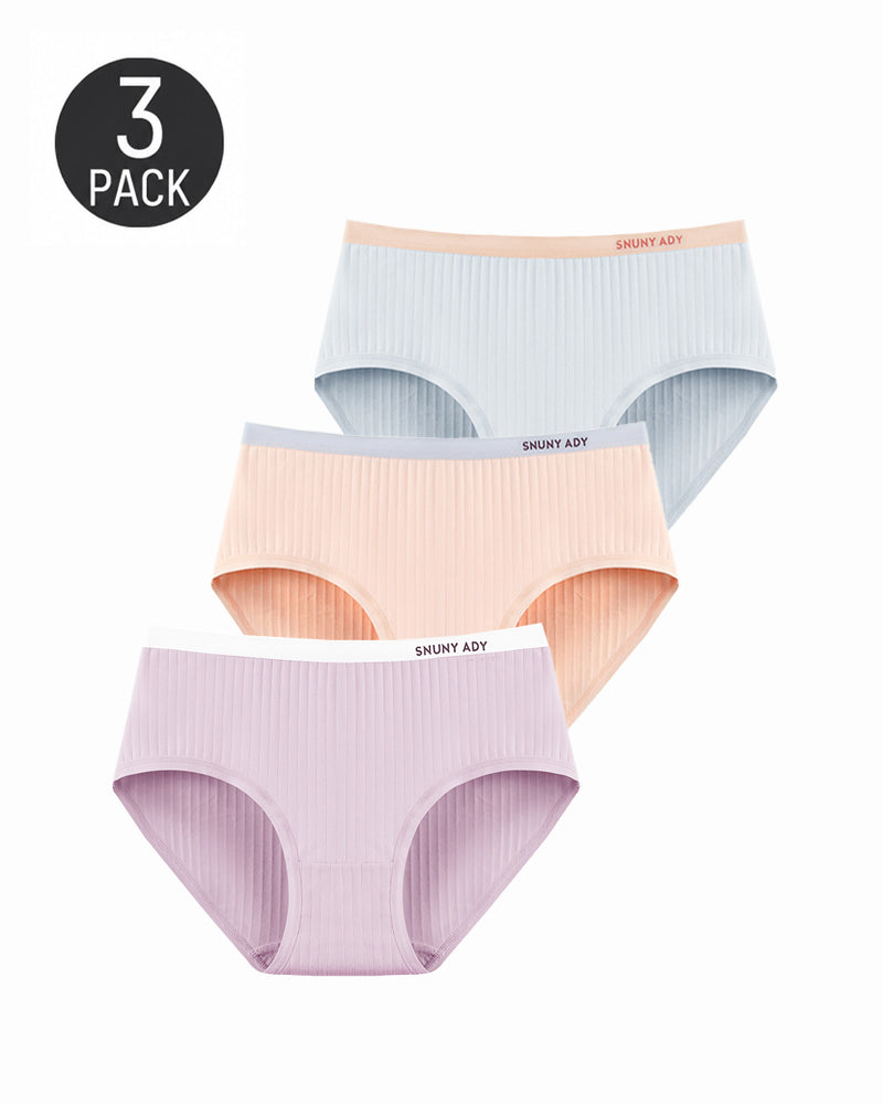 Multi-pack Pure Cotton Colorblock Ribbed Seamless Briefs