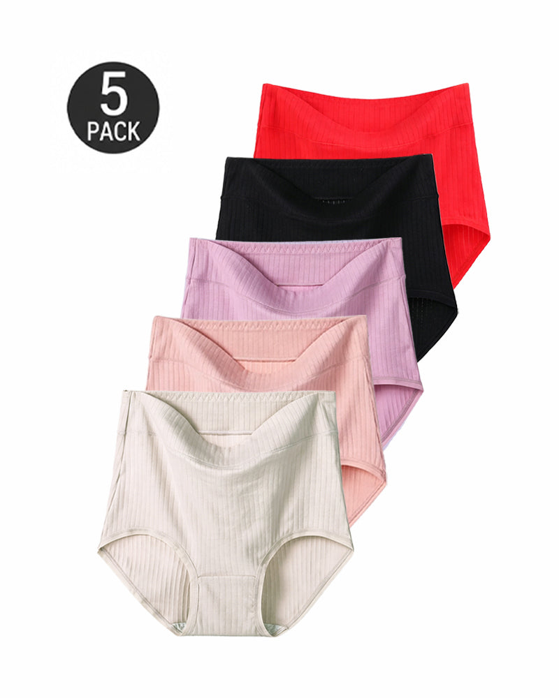 Multi-pack Plus Size High Waist Cotton Ribbed Briefs