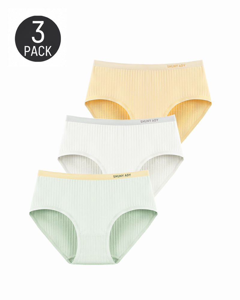 Multi-pack Pure Cotton Colorblock Ribbed Seamless Briefs