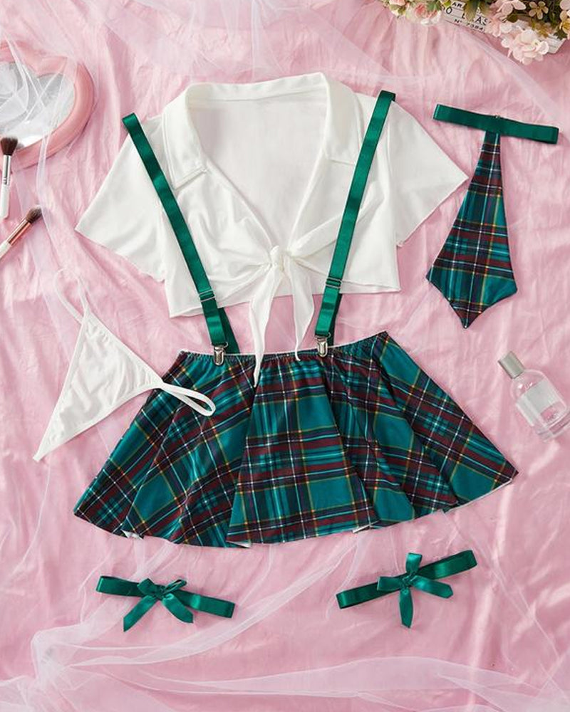 Fun Schoolgirl Role Play 4 Piece Lingerie Set