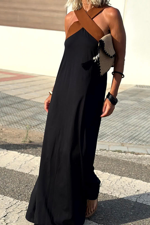 cross backless sleeveless dress