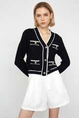 Zarina Black Contrast Cardigan