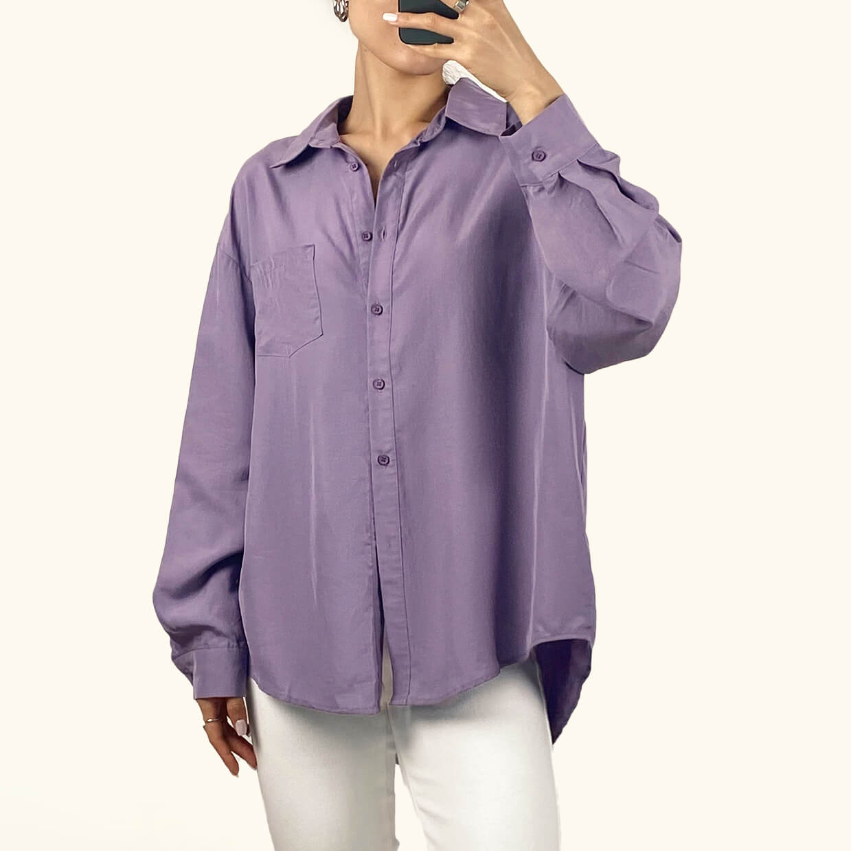 Slate Blue  Long Sleeve Button Front Shirt