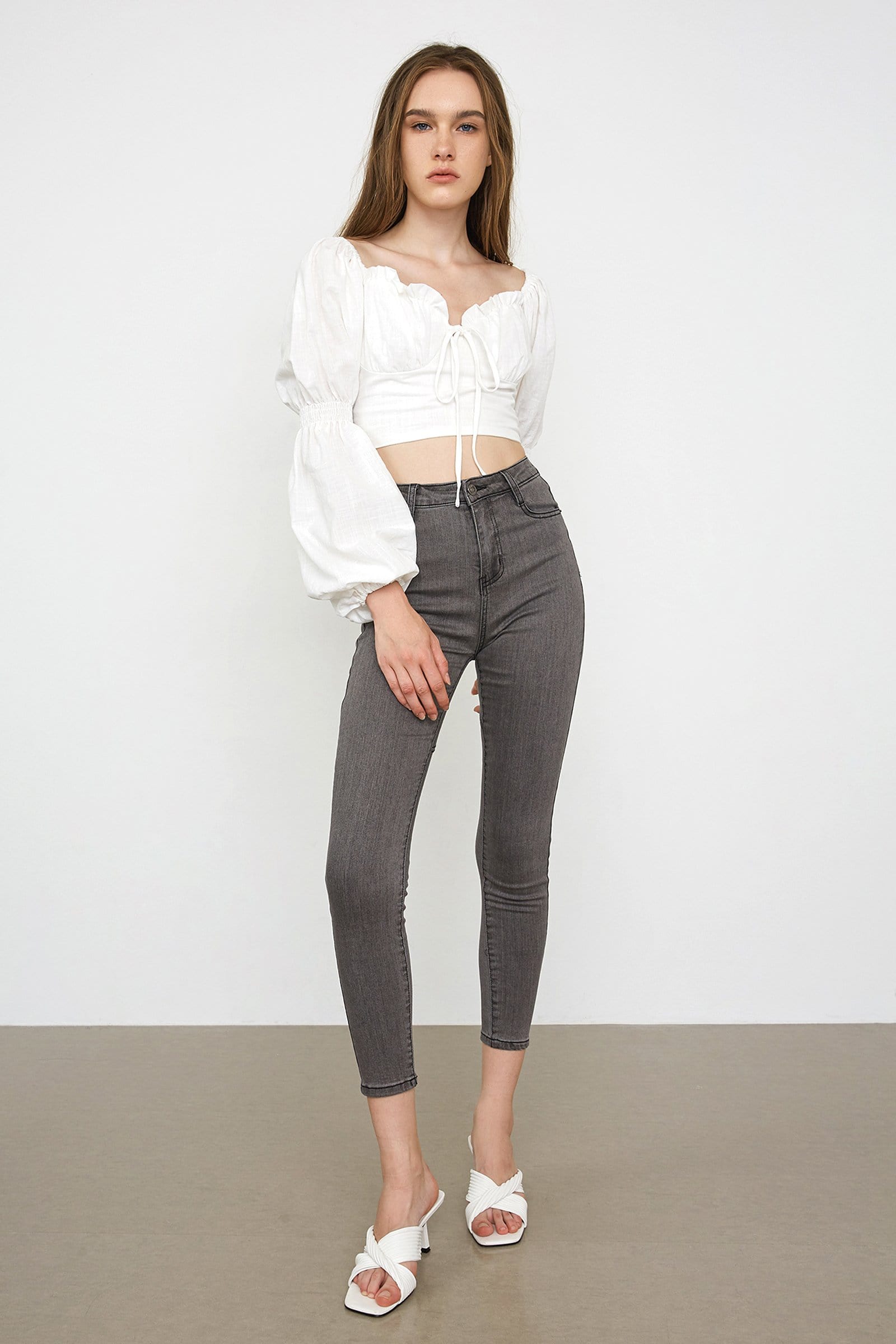 Roxanna White Puff Sleeve Blouse