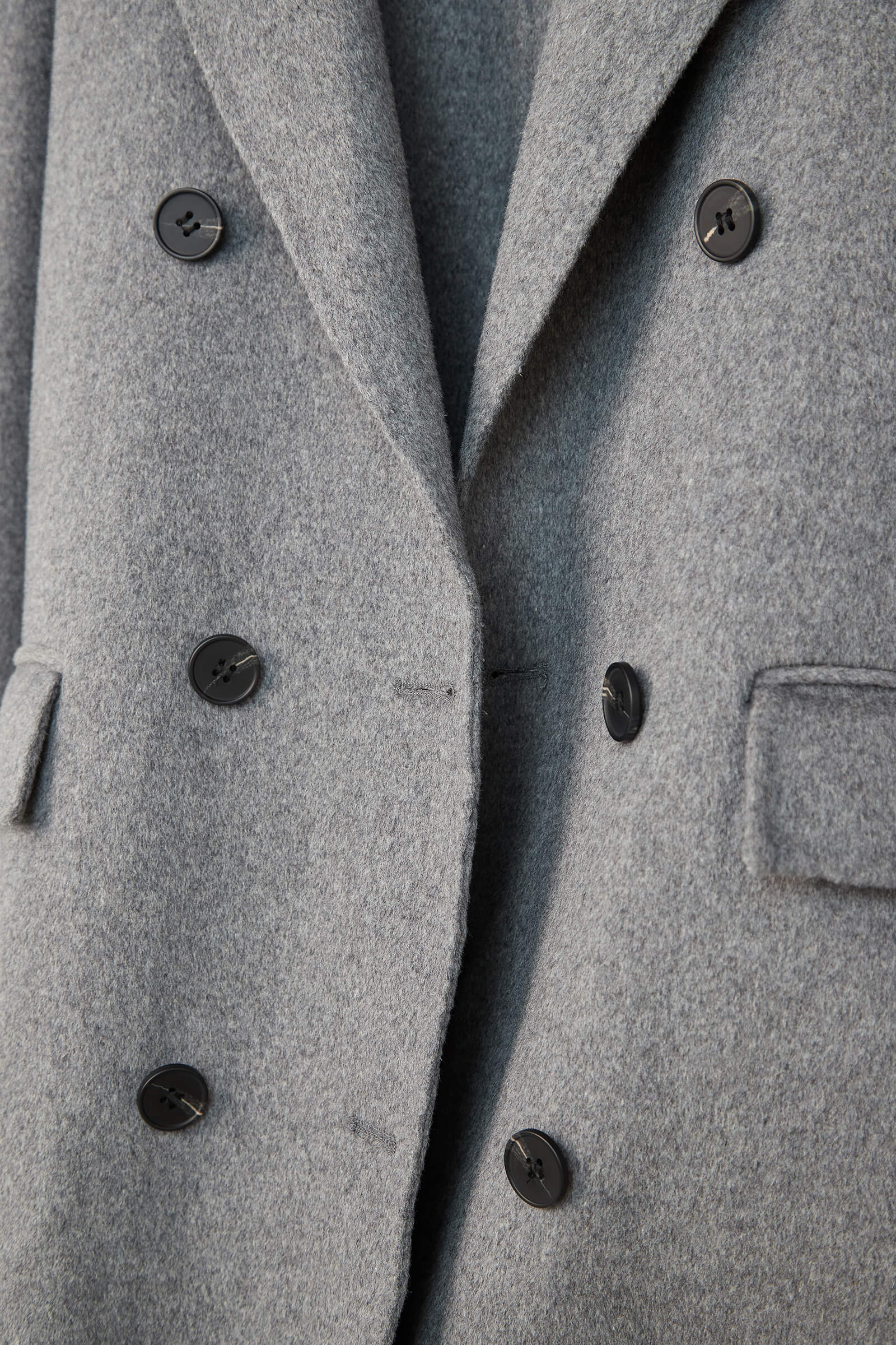Grey Premium Wool Double-Breasted Longline Coat