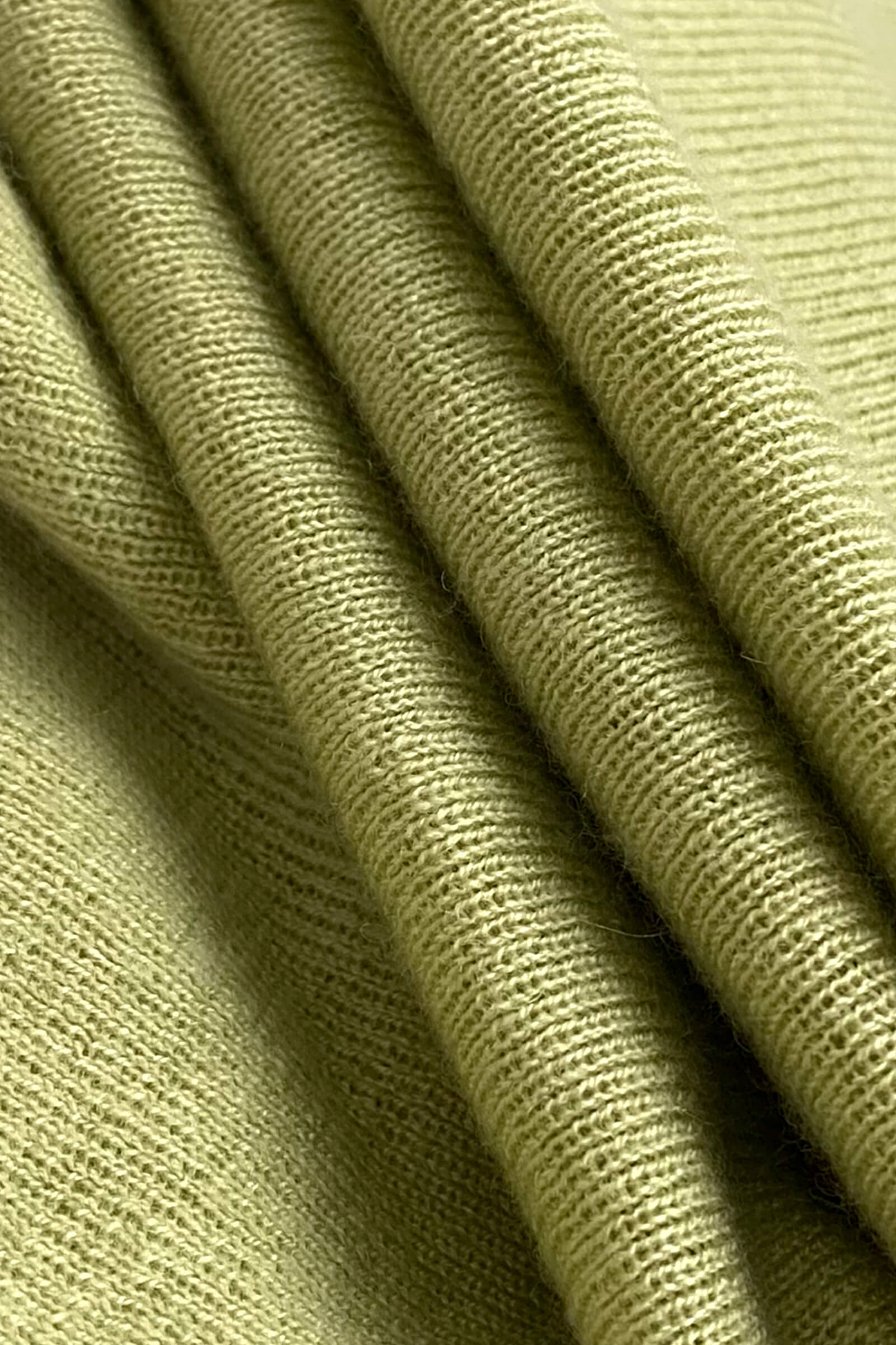 Light Green Basic Wool-Blend Turtleneck Sweater