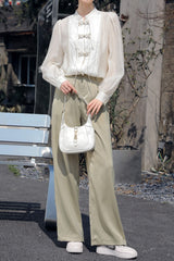 Beige Splice Buckle Shirt
