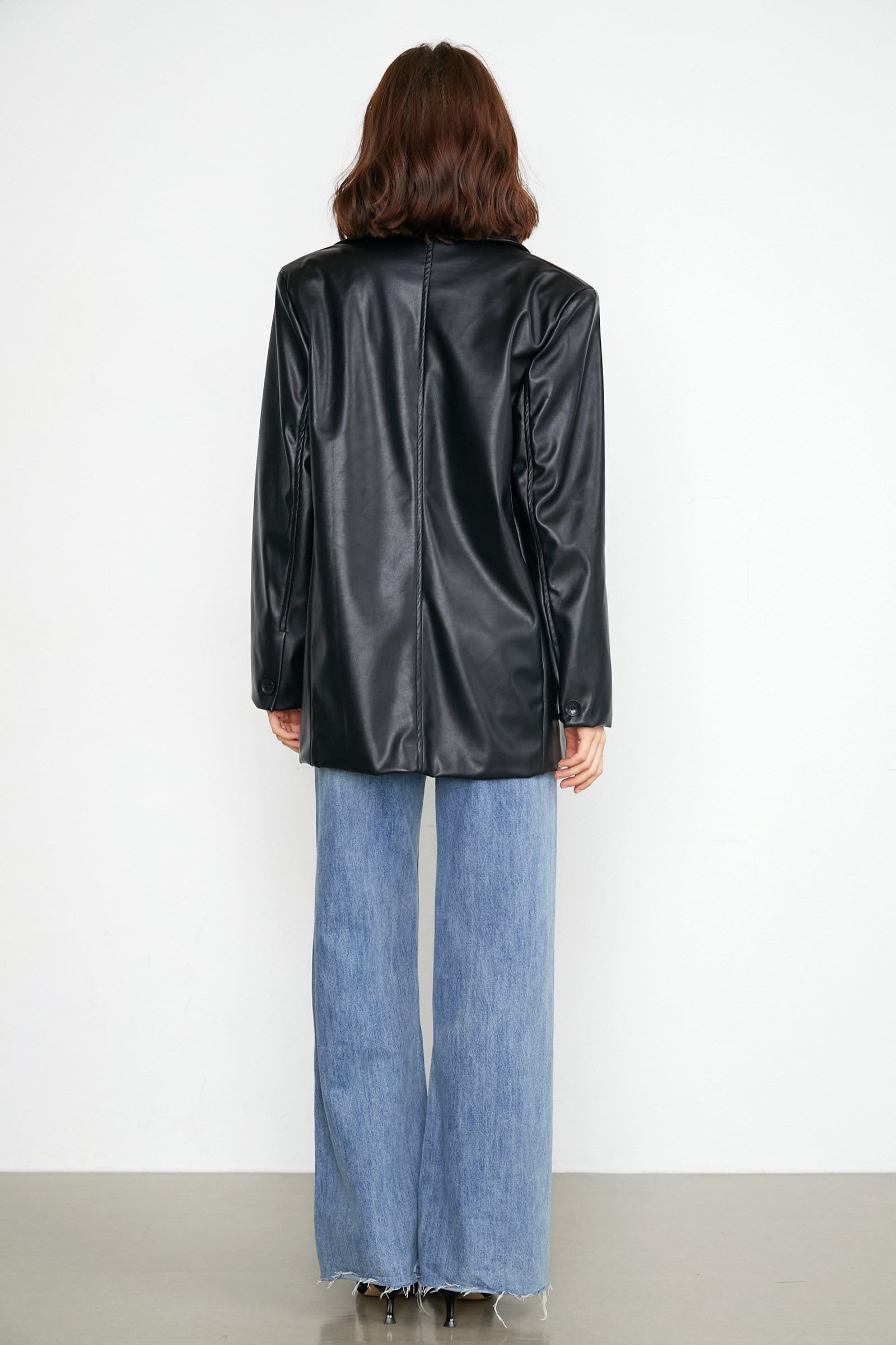 Docie Black Leather Shacket