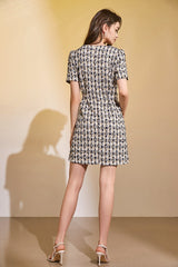 Midnight Blue Short Sleeve Crew Neck Mini Dress