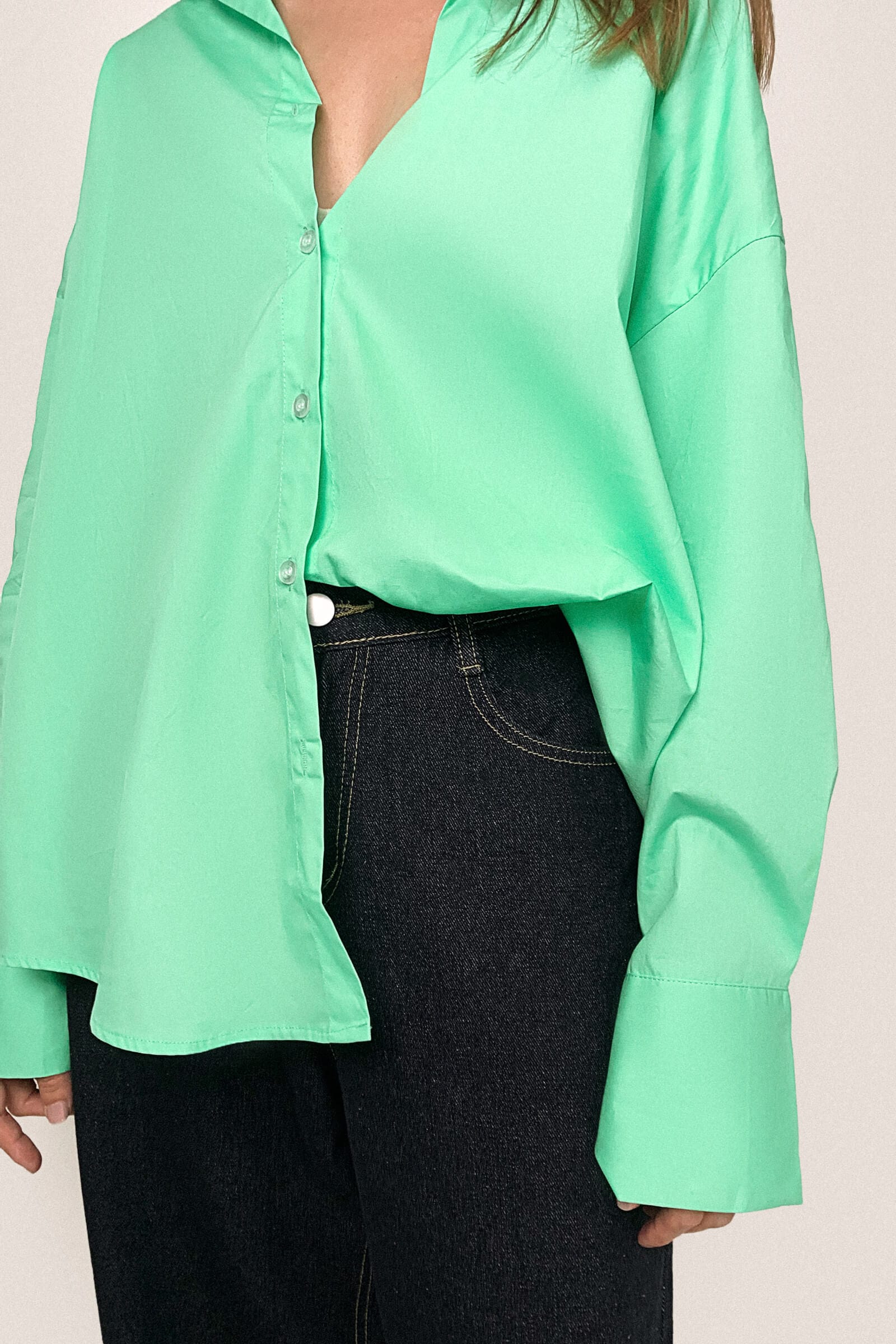 Light Green Oversized Button-Up Shirt