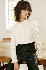 Vera Cream Ruffled Neck Blouse