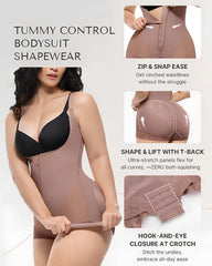 Women's Tummy Control with Hook Zipper Closure Shaping Bodysuit
