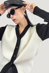 White Button-Up Banded Hem Cardigan