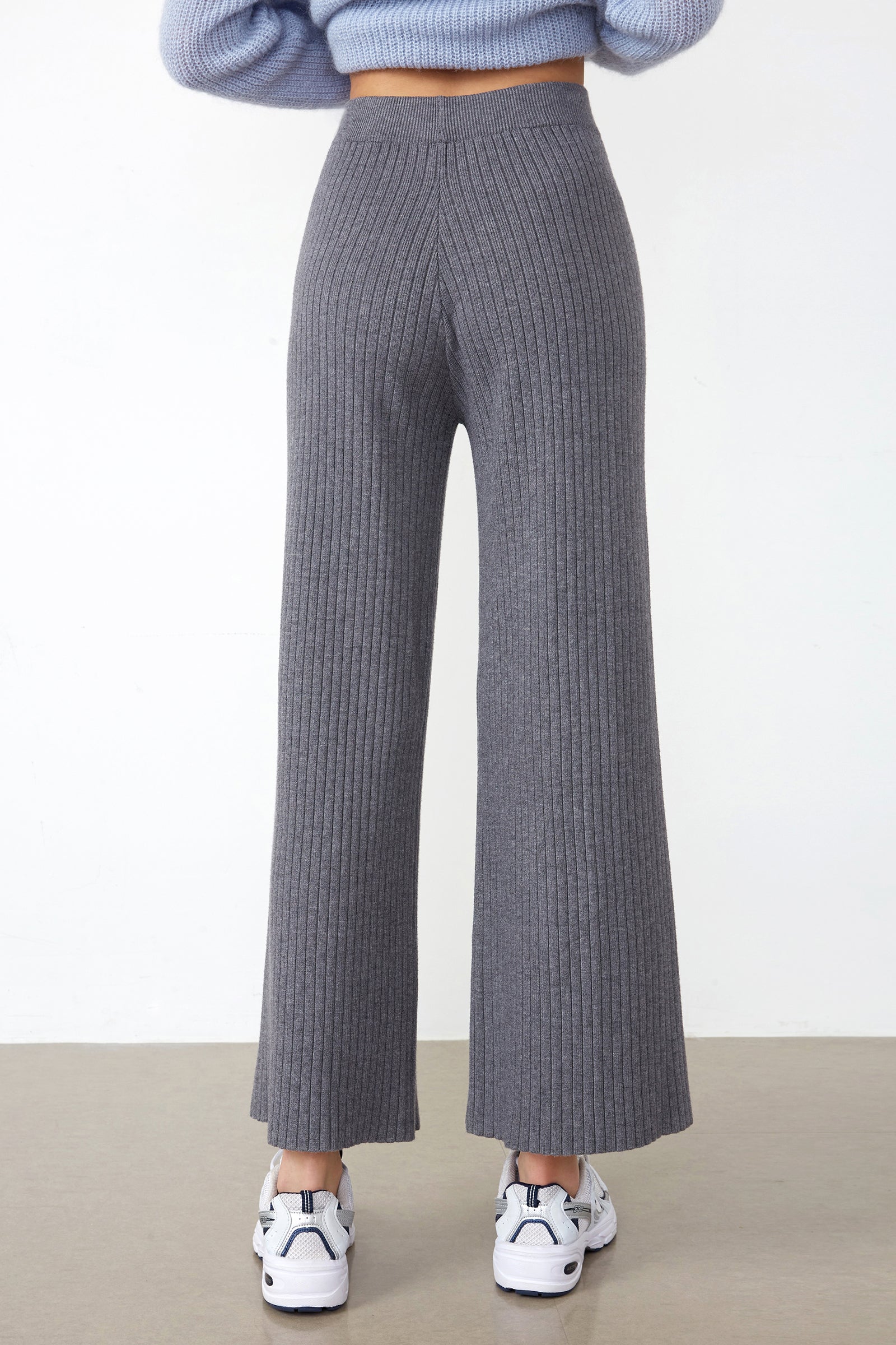 Lowman Light Grey High Waist Knit Pants
