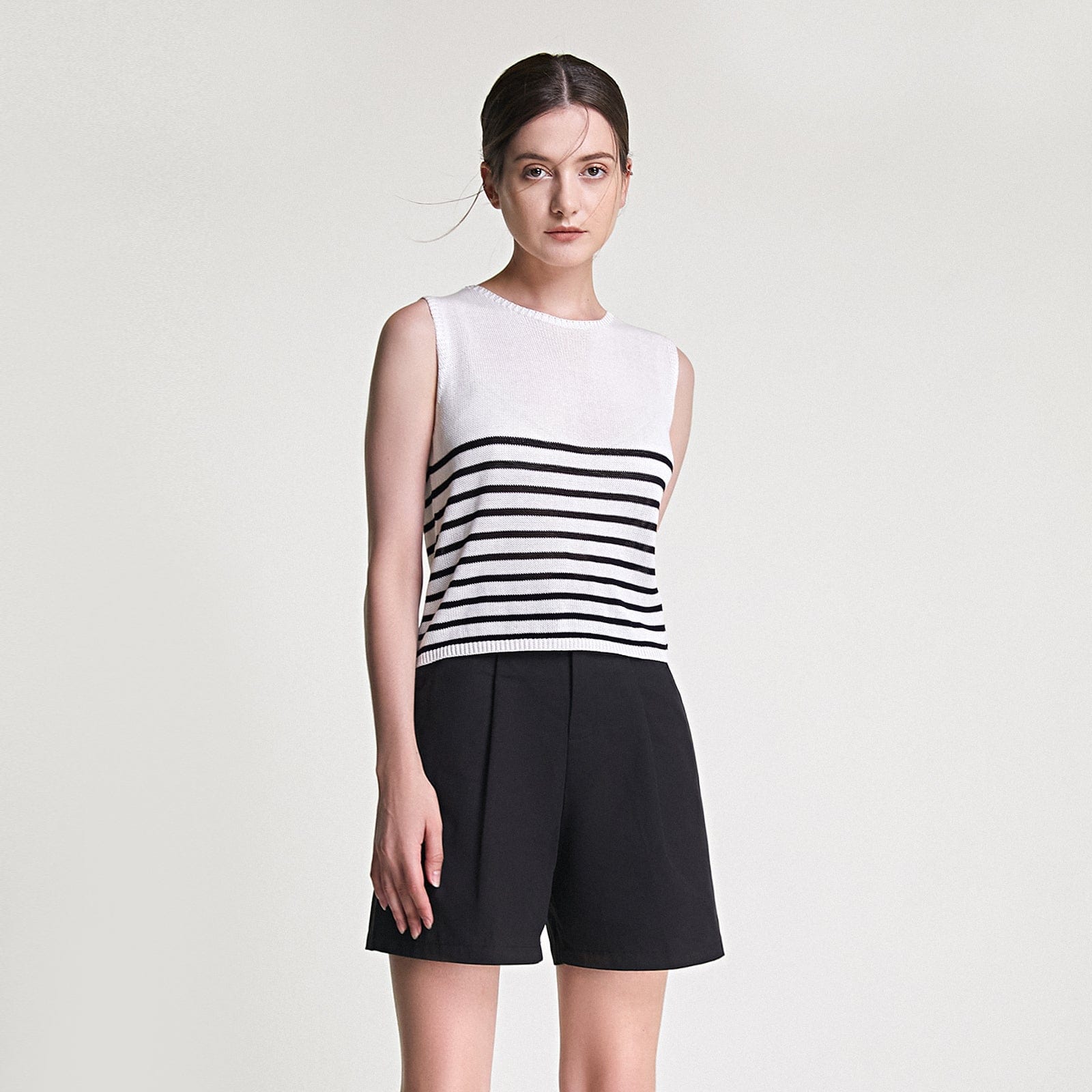 White Striped Knitted Tank Top