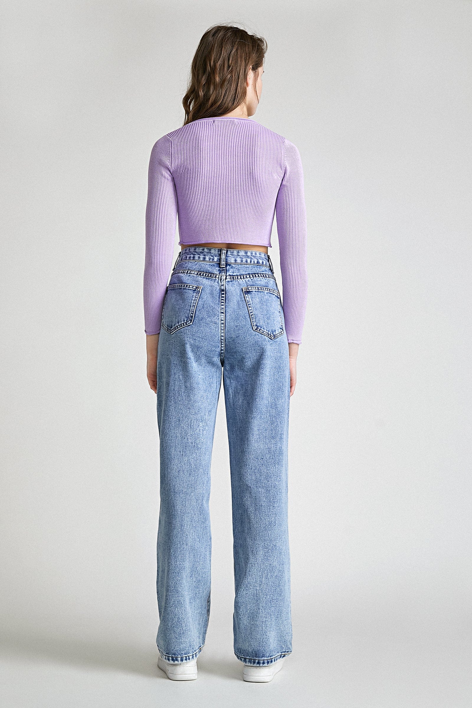 Dark Blue Ripped High Jeans