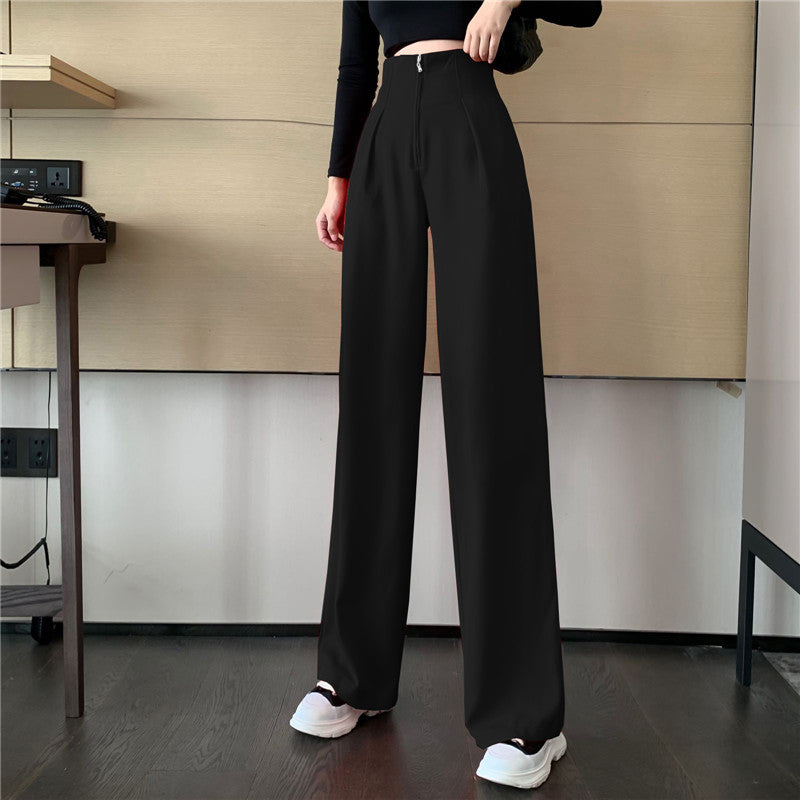 High-Rise Black Pleated Pants