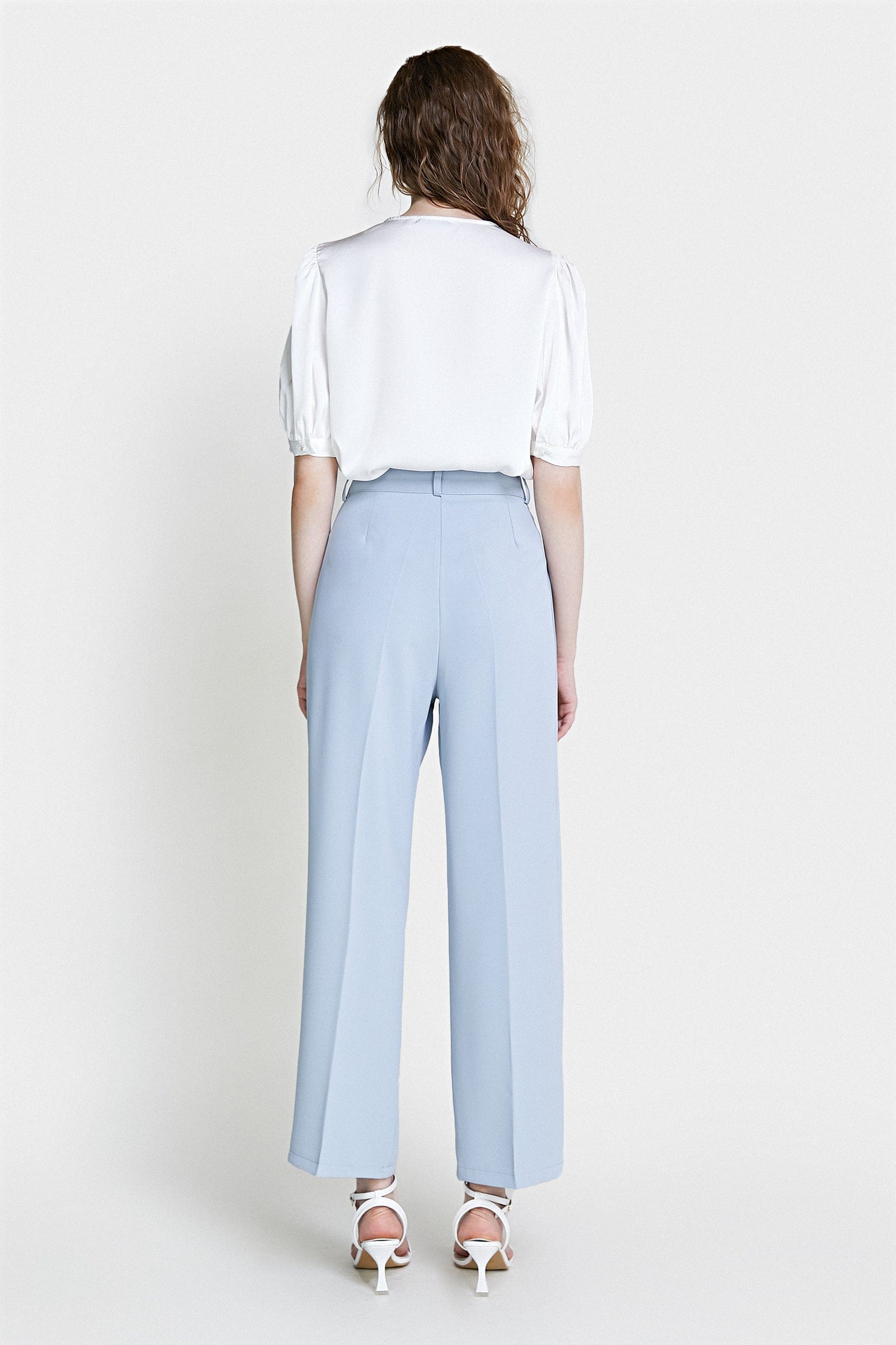 White Surplice Neck Ruched Blouse