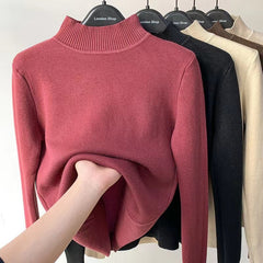 Winter fleece thick knitted bottoming shirt