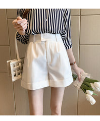 A-Line Seam-Detail White Shorts