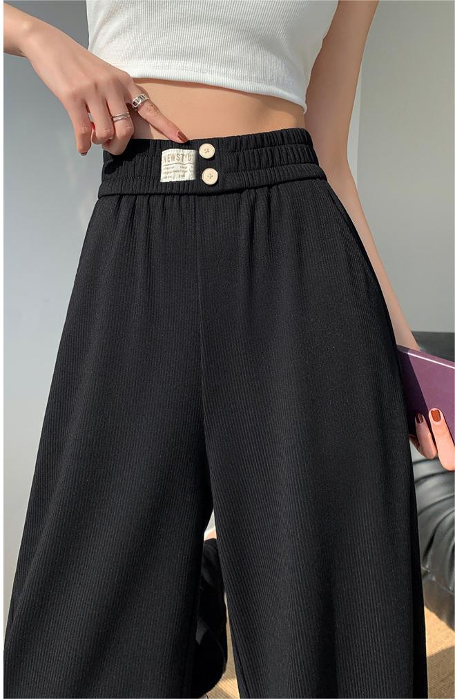 Black High-Waisted Straight Slacks